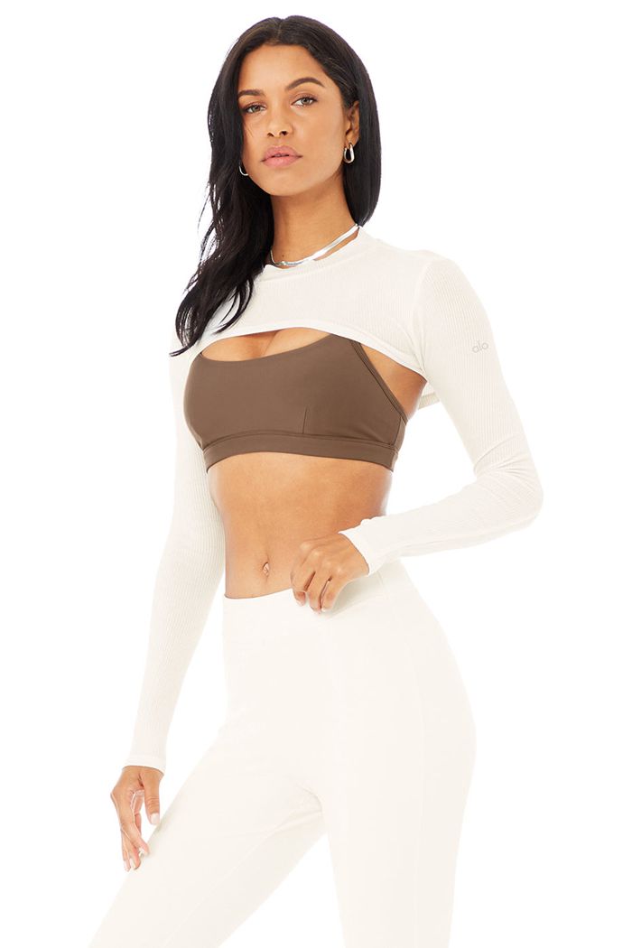 White Alo Yoga Thrill Seeker Women's Long Sleeve | 30462YJAM