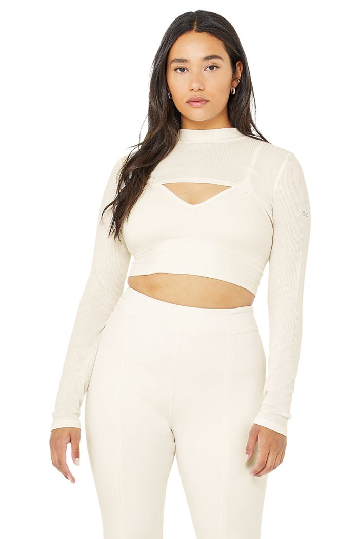 White Alo Yoga Thrill Seeker Women's Long Sleeve | 30462YJAM