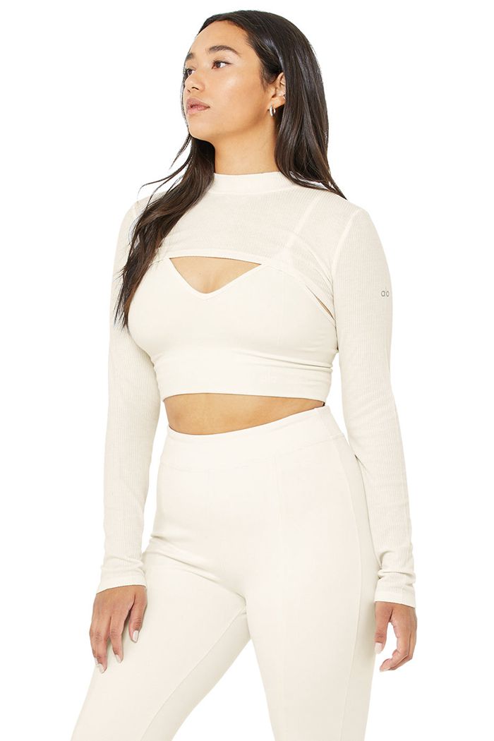 White Alo Yoga Thrill Seeker Women's Long Sleeve | 30462YJAM