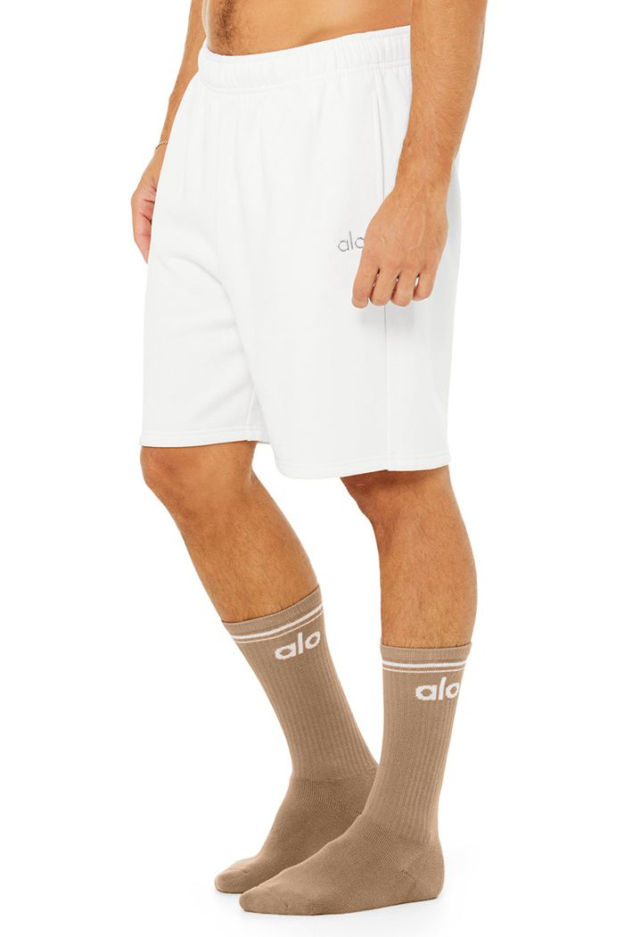 White Alo Yoga Throwback Men's Socks | 73816IDXM