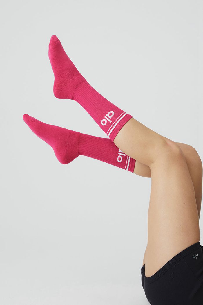 White Alo Yoga Throwback Women's Socks | 08915IUXZ