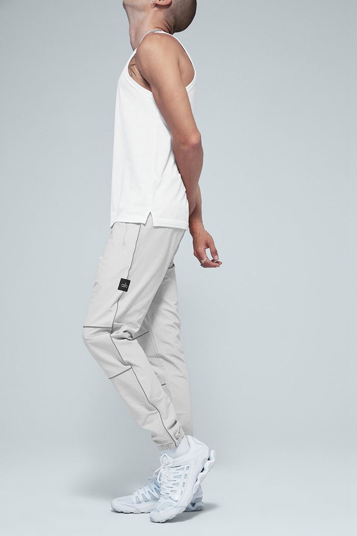 White Alo Yoga Torrent Track Sweat Men's Pants | 41683ILRV