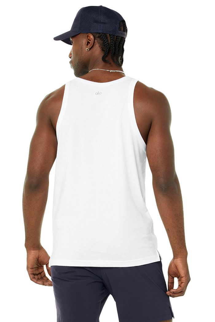 White Alo Yoga Triumph Men's Vest | 15364RWUH