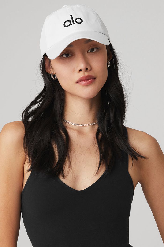 White Black Alo Yoga Off-Duty Women's Cap | 89041KBEJ