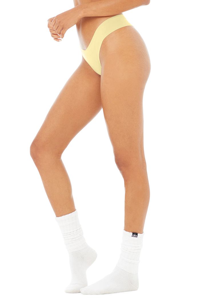 Yellow Alo Yoga Airbrush Invisible Cheeky Women's Underwear | 48520TXZQ